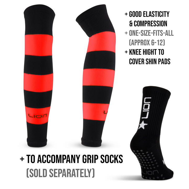 Red and black striped sleeve socks info