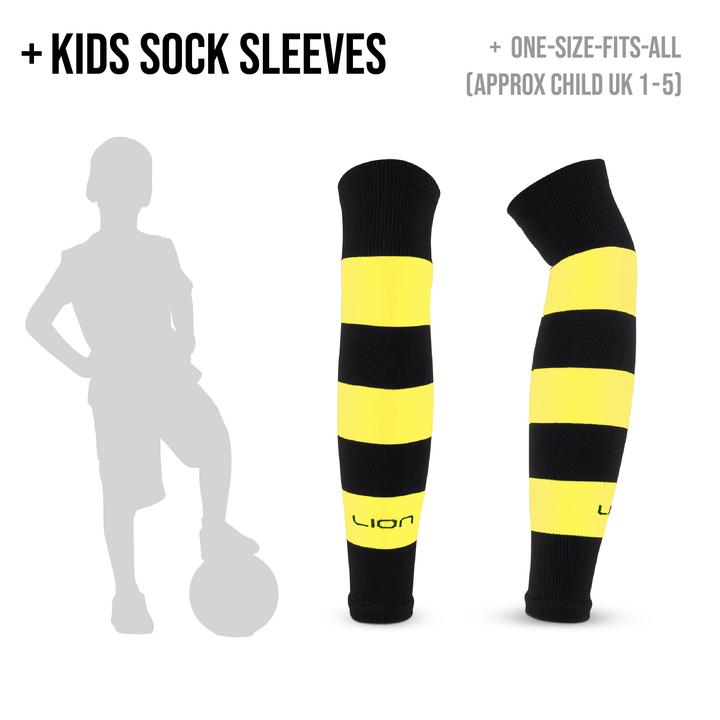 Yellow and black striped kids sleeve socks 
