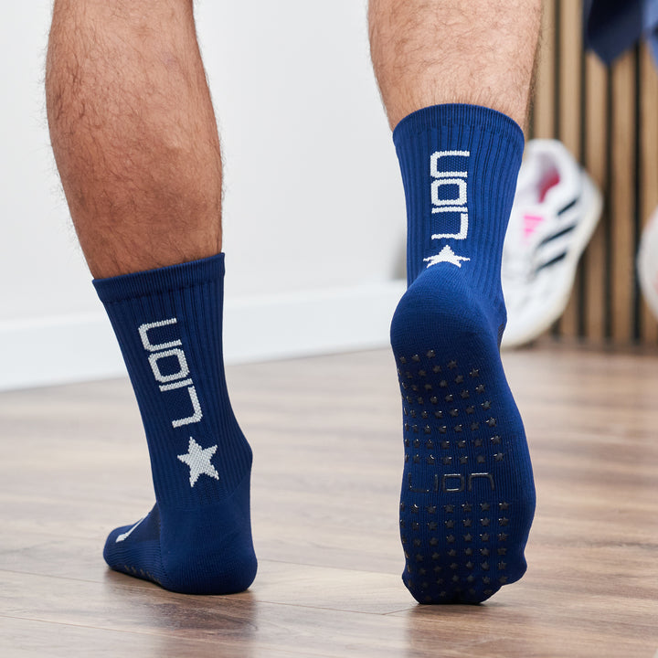 Navy adult grip socks