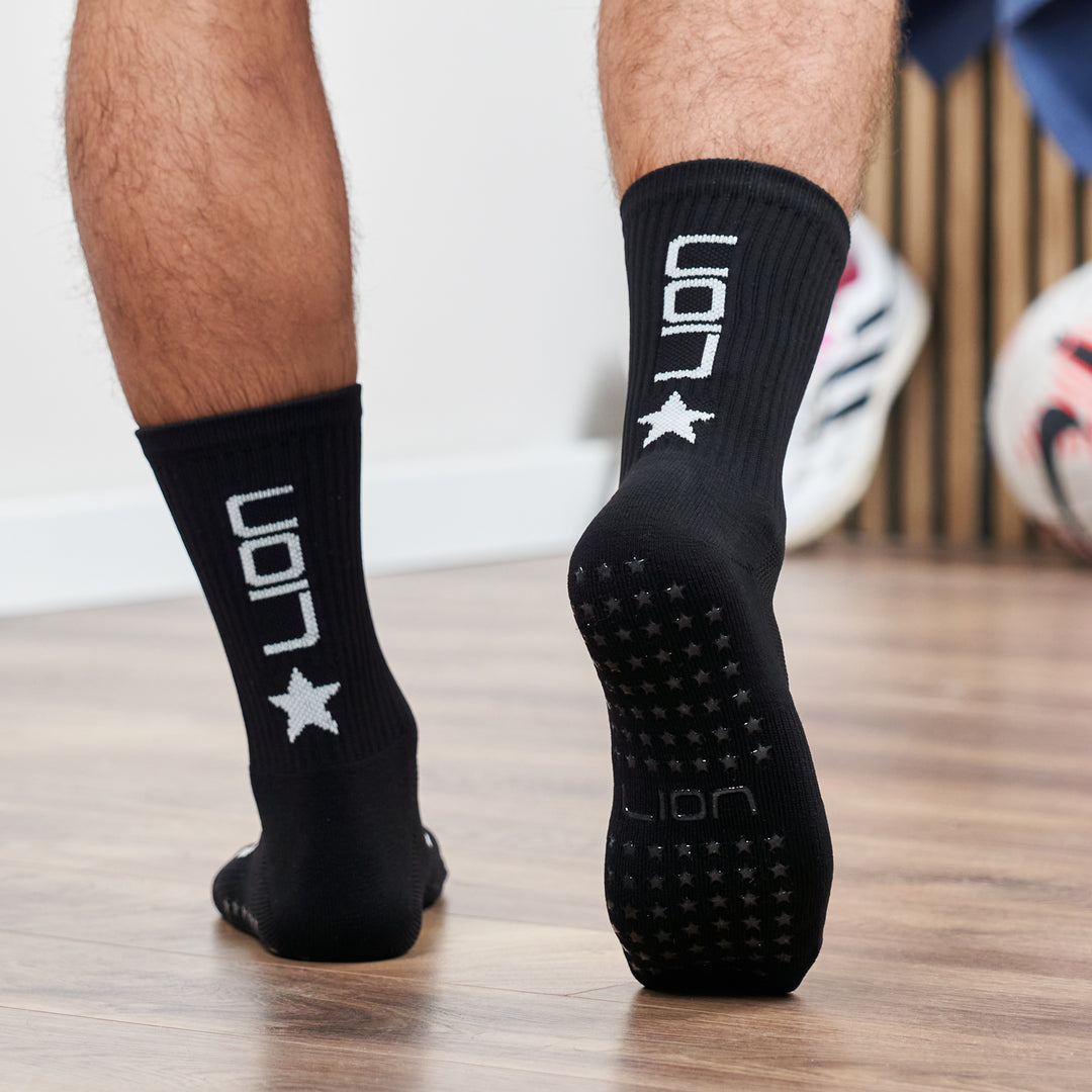 Adult football black grip socks