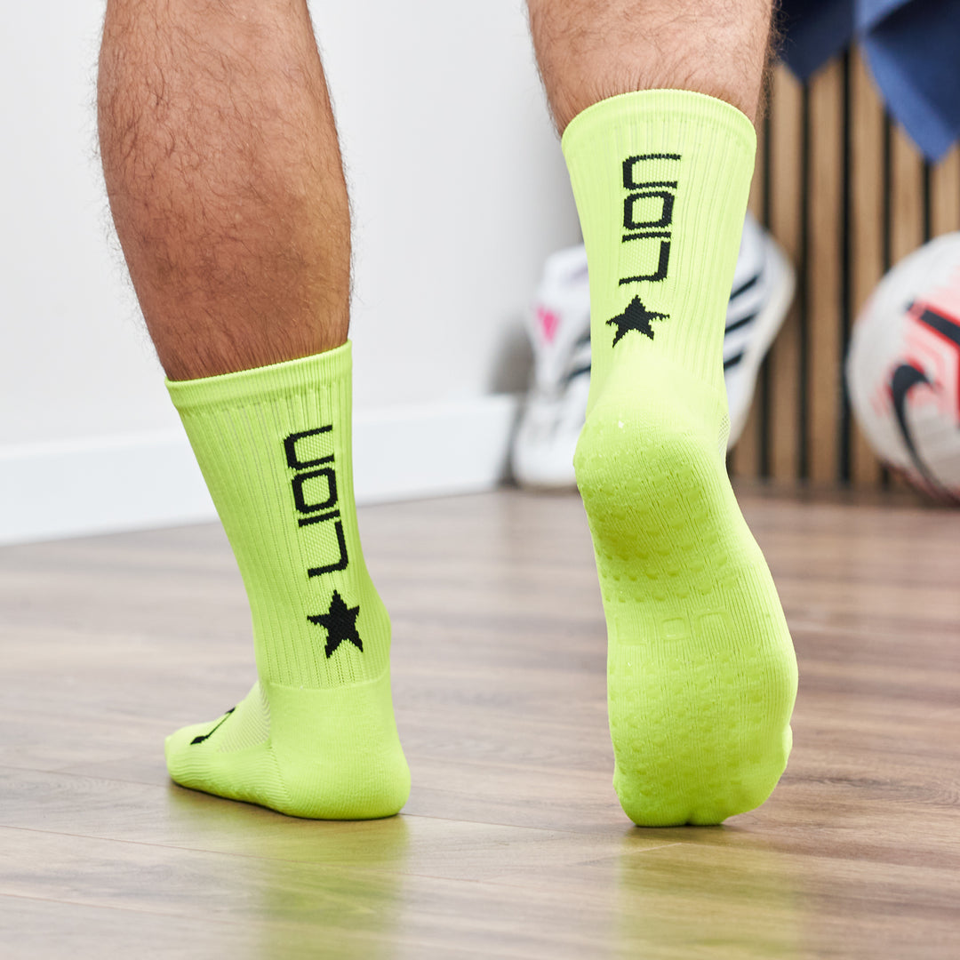 Neon yellow grip socks adult