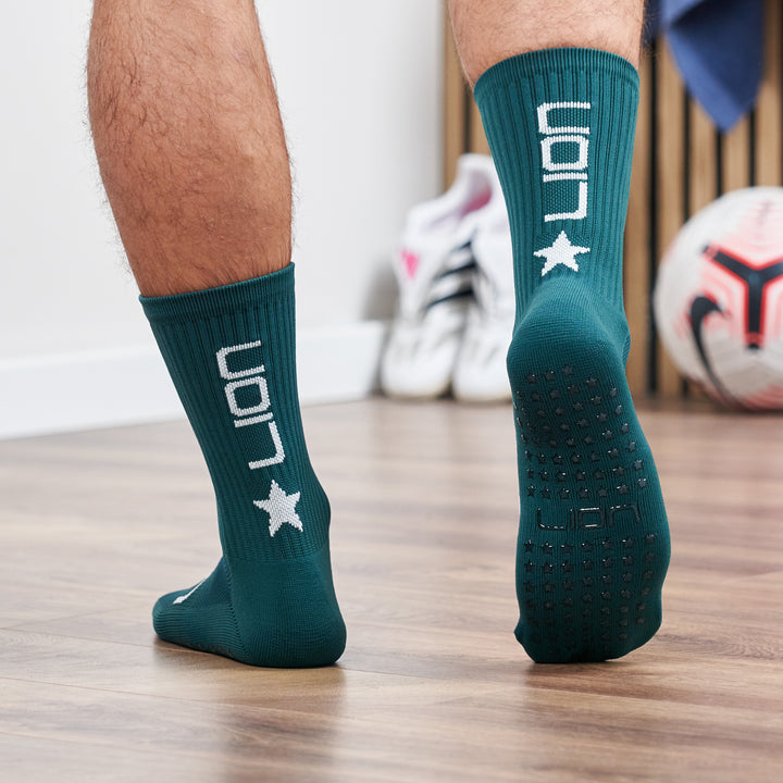 Forest green adult grip socks