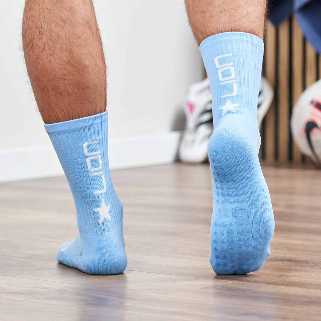 Sky blue adult grip socks