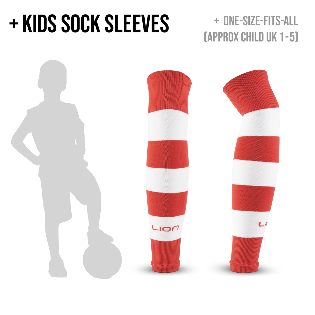 Kids sleeve socks red and white stripes
