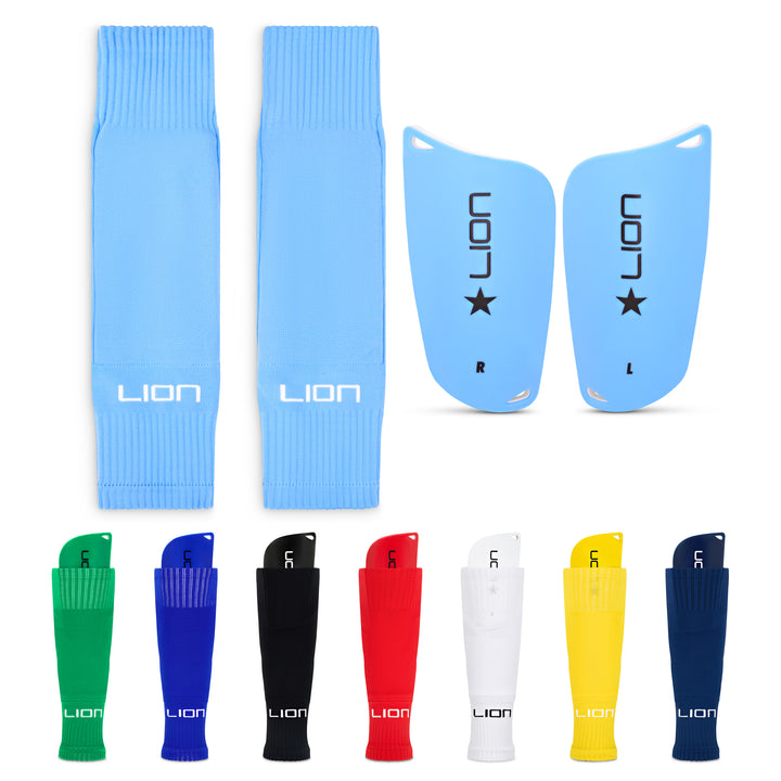 Shin Pad Sleeve Socks with Shin Guard All-in-one Set for Kids