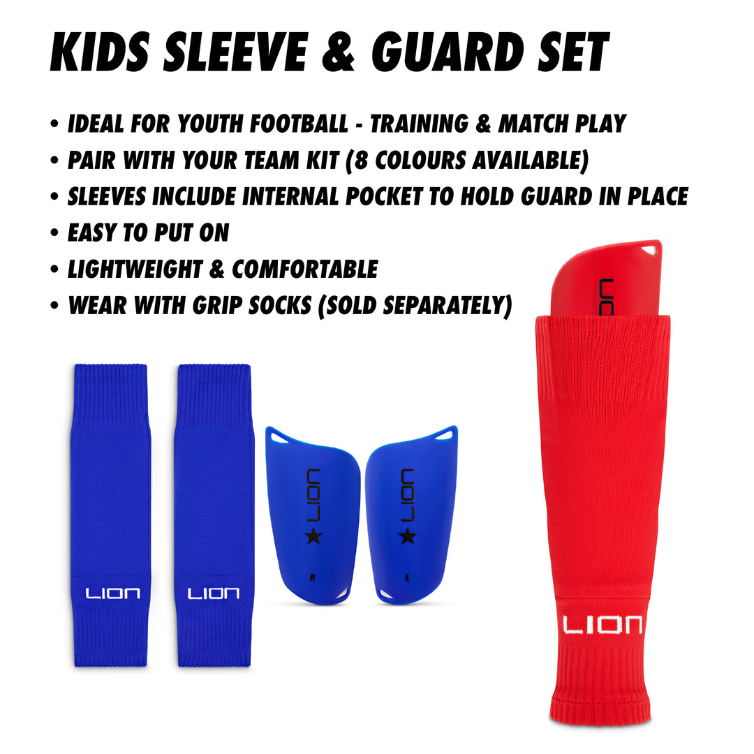 Shin Pad Sleeve Socks with Shin Guard All-in-one Set for Kids