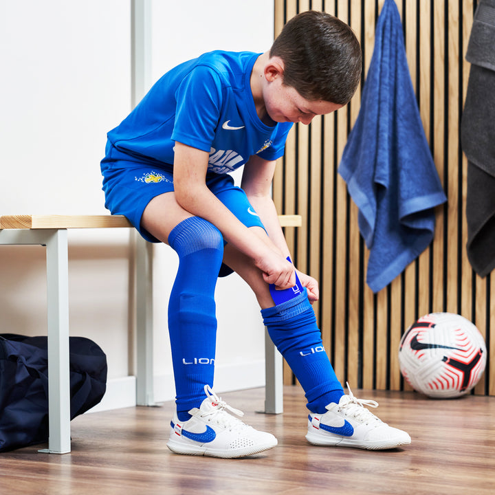 Shin Pad Sleeve Socks with Shin Guard All-in-one Set for Kids