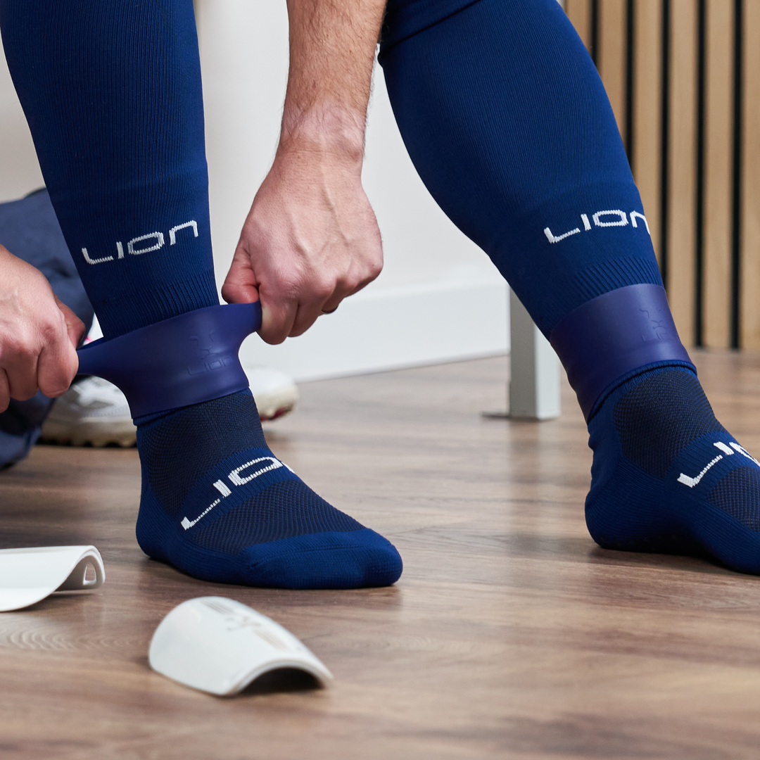 Navy silicone holder for shin pad